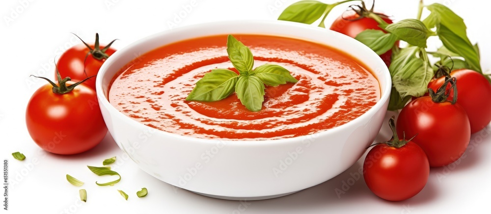 Vegan white soup with tomato