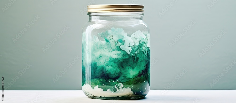 Beautiful trending sea water colored emerald green paint jar