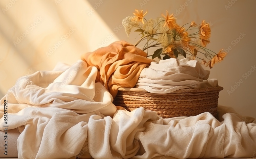 Laundry basket in the laundry room of the home