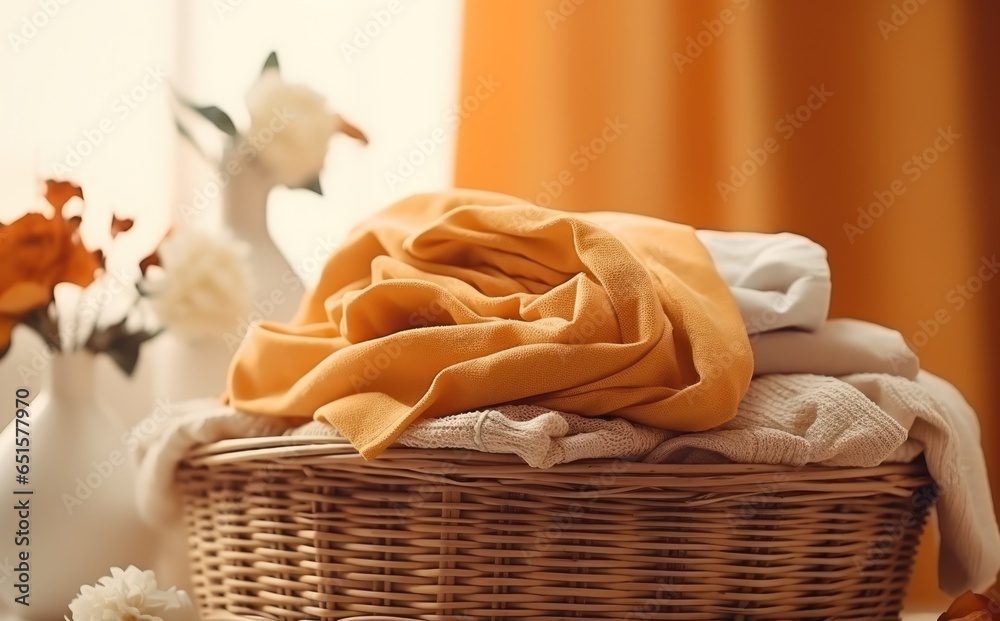 Laundry basket in the laundry room of the home