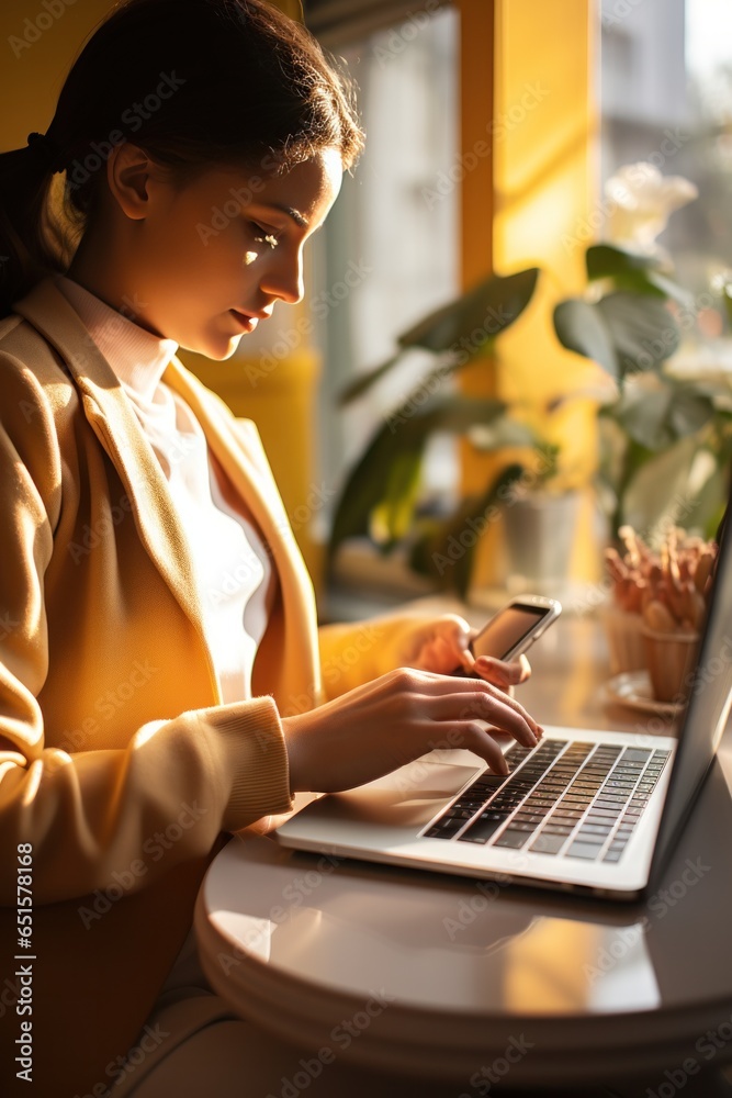 Young woman using laptop