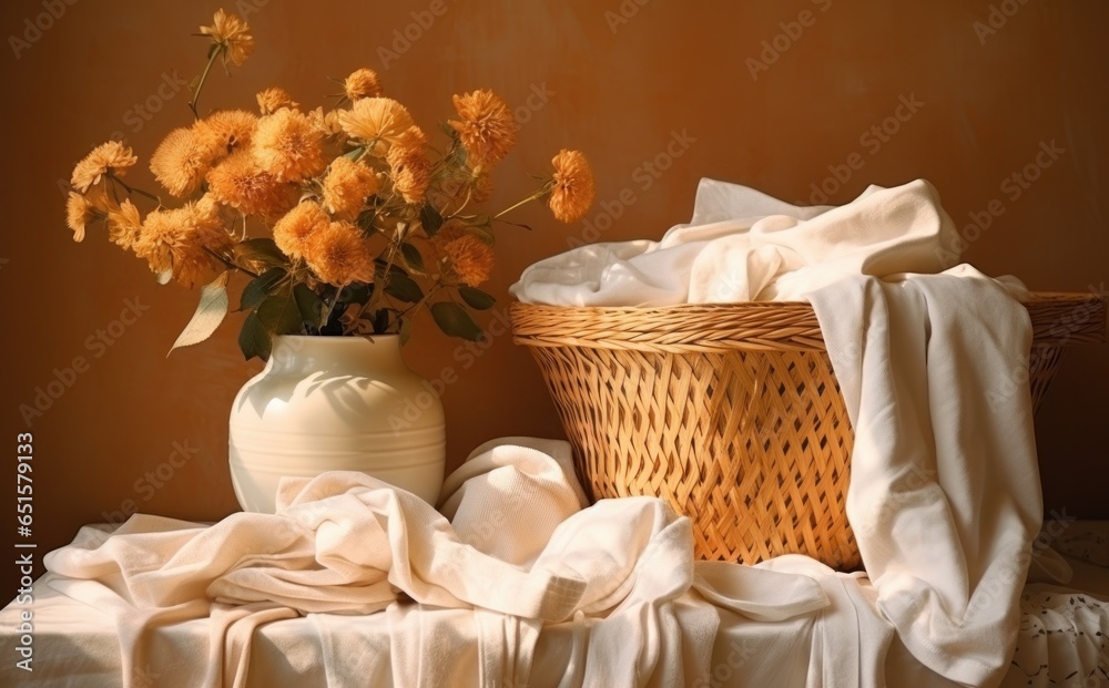 Laundry basket in the laundry room of the home