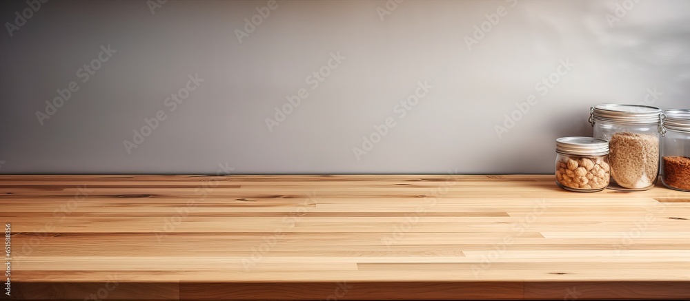 Wooden worktop in kitchen vacant table surface