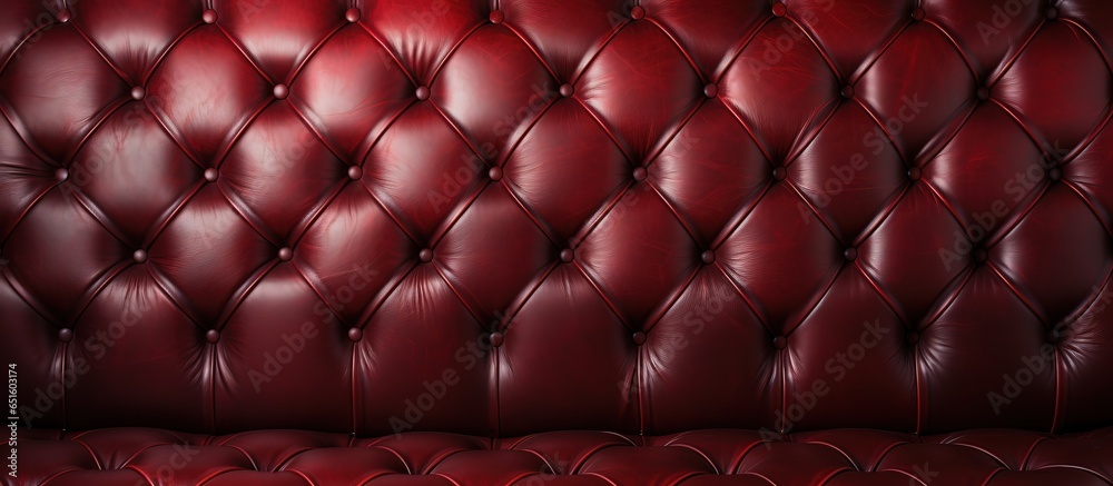 Vintage red leather sofa texture closeup background