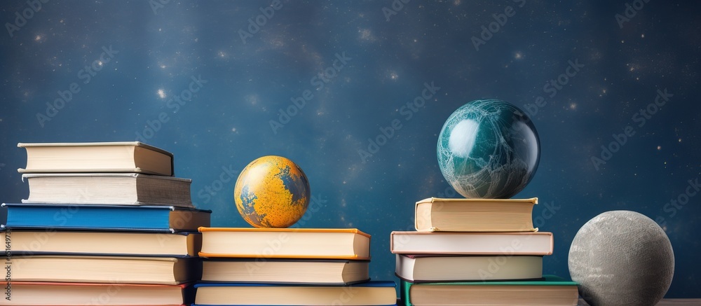 Books and globe on white background Education visualized