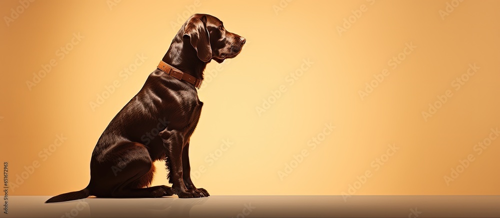 Side view of a sitting German Pointer in silhouette