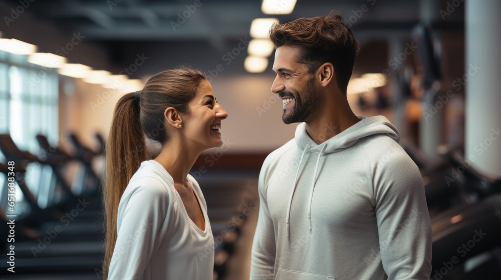 Young couple in sport gym