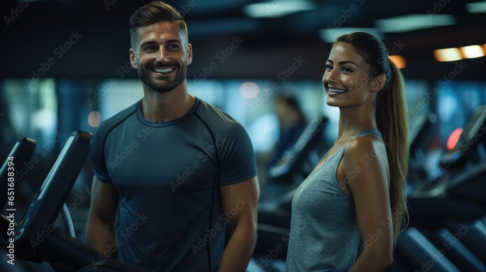 Young couple in sport gym