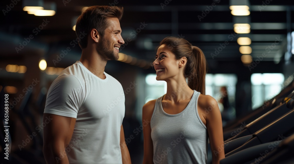 Young couple in sport gym