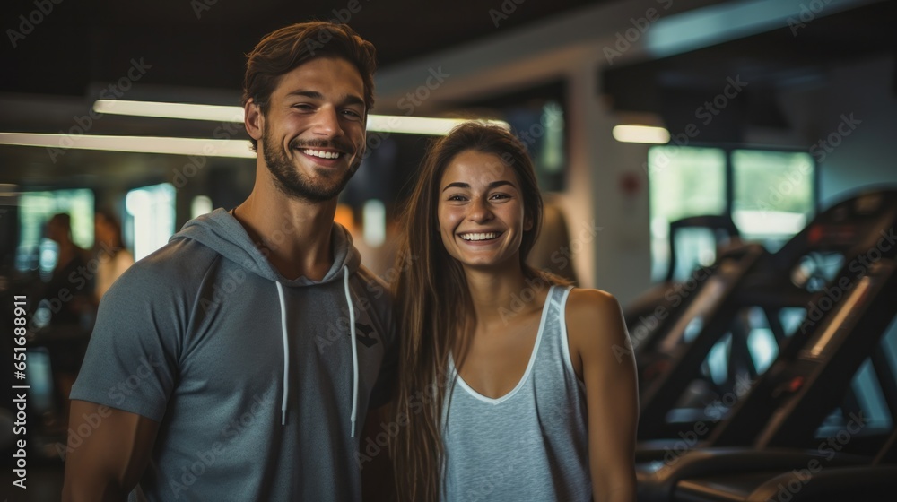 Young couple in sport gym