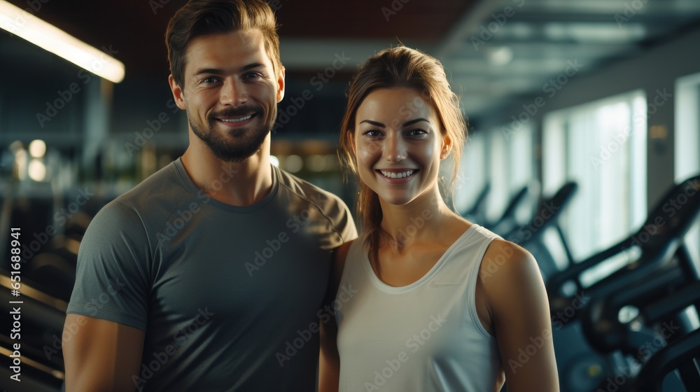 Young couple in sport gym