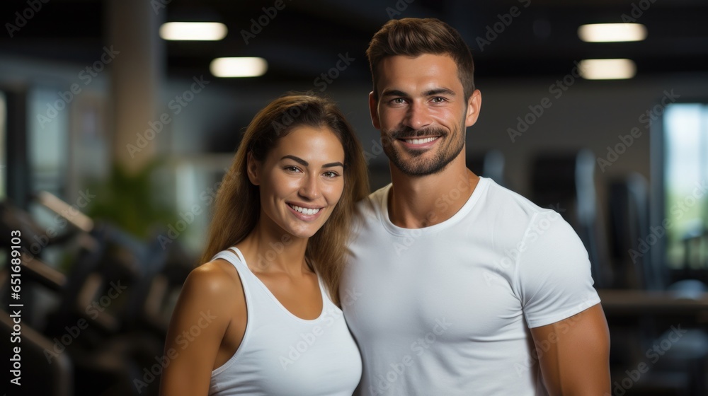 Young couple in sport gym