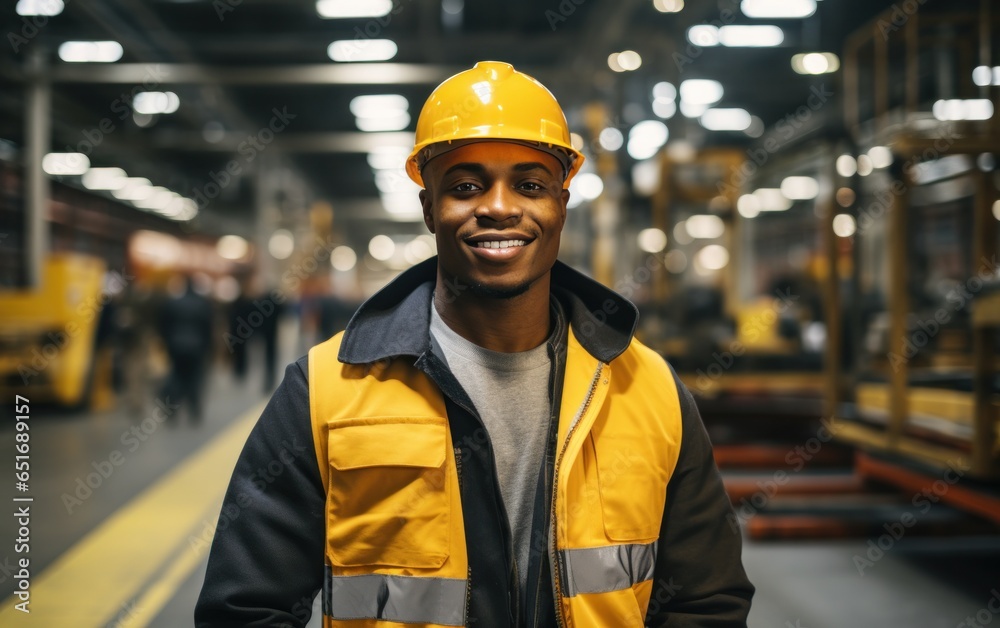 Worker in warehouse happy employee