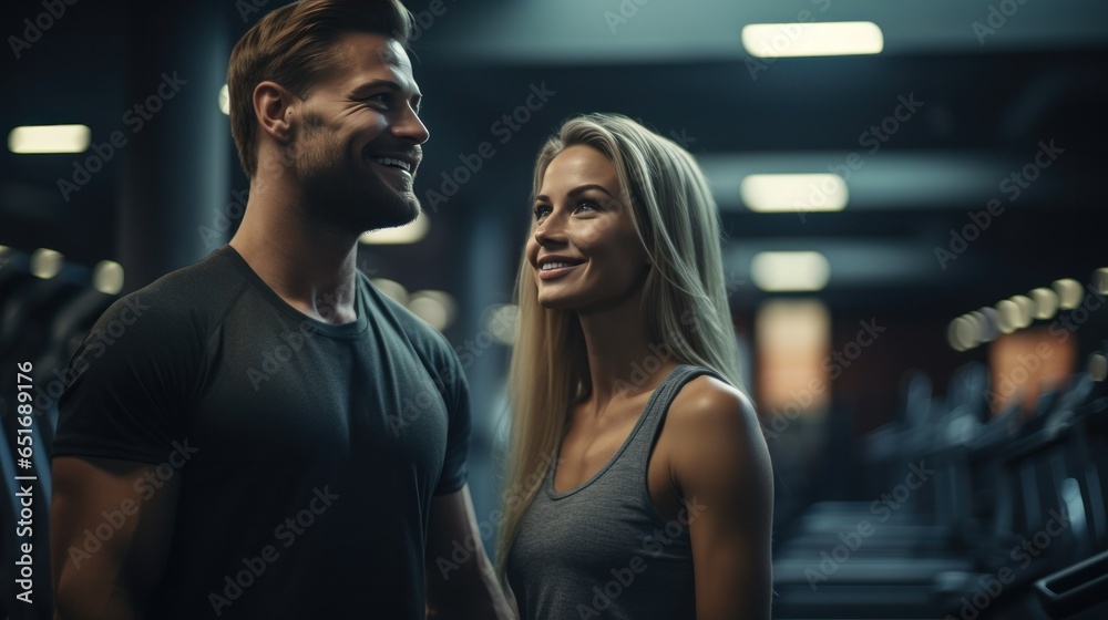 Young couple in sport gym