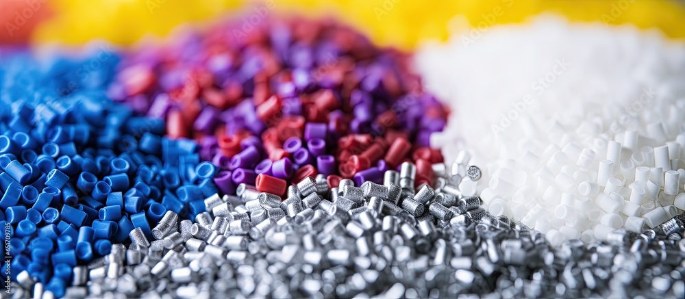 Plastic granules close up view Polymer pallet