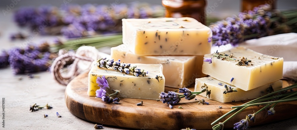 Homemade soap made with olive oil and lavender oil indoor activity