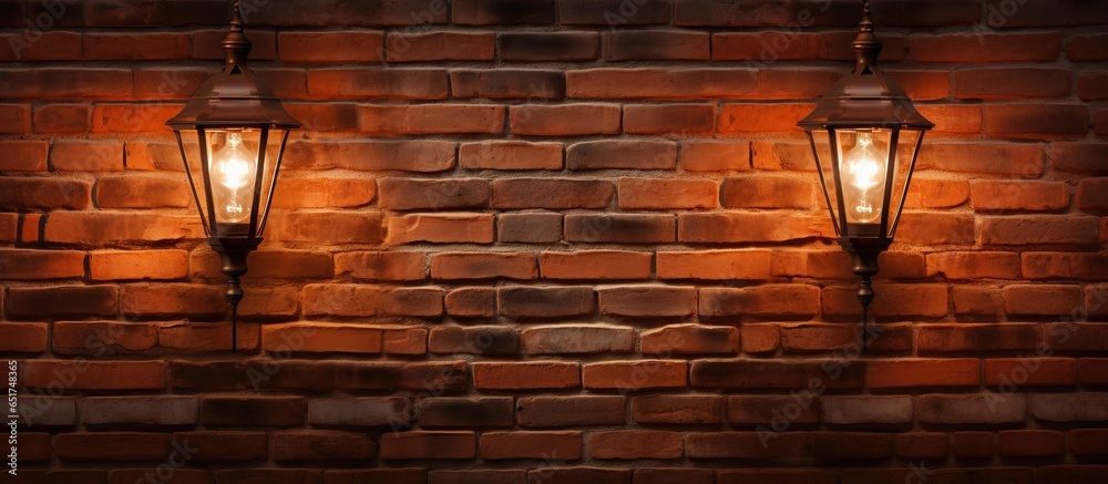 Classic wall mounted light fixture with a brick background