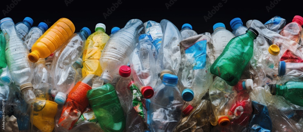 Recyclable plastic bottles in bales for sale collection and cleaning the environment