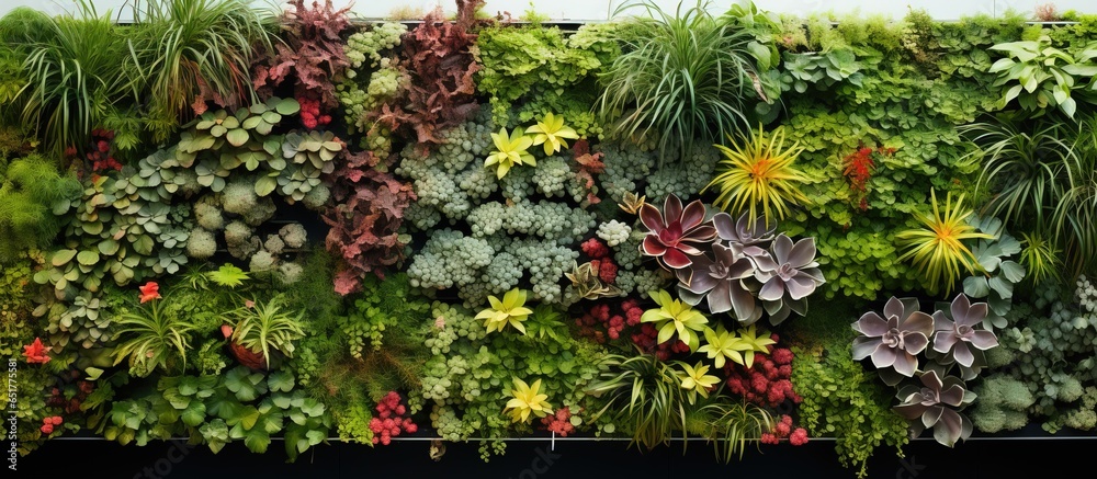 plants attached to a wall increasing aesthetics and purifying air