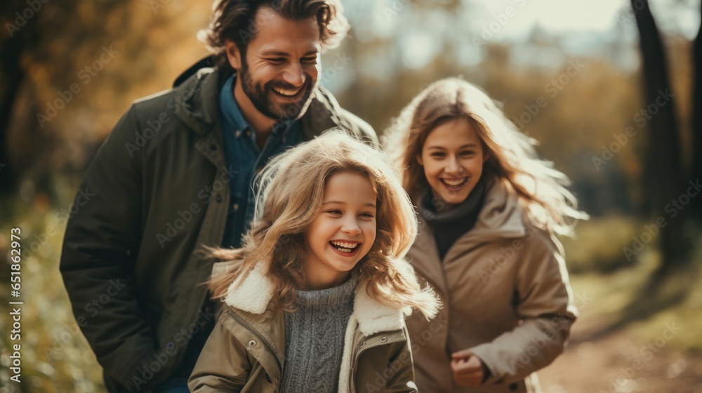 Happy family enjoying time outdoors together