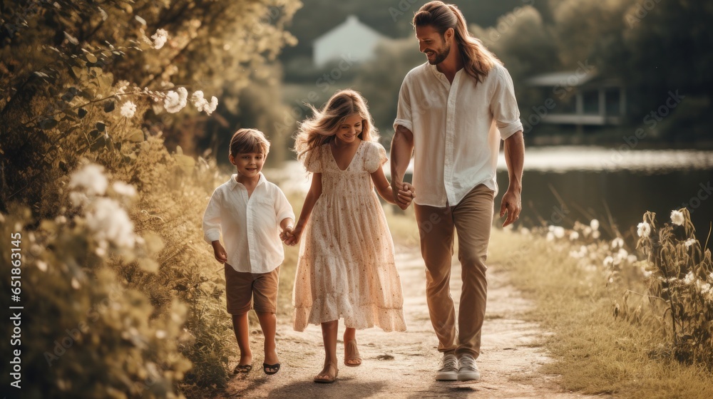 Happy family enjoying time outdoors together