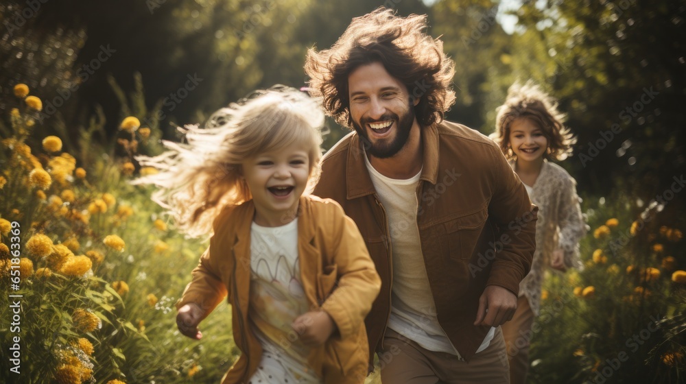 Happy family enjoying time outdoors together