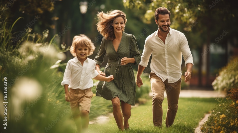 Happy family enjoying time outdoors together