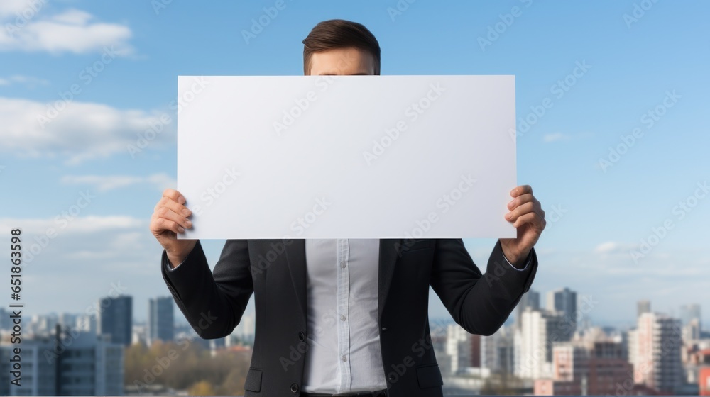 Entrepreneurship: Person holding empty sign