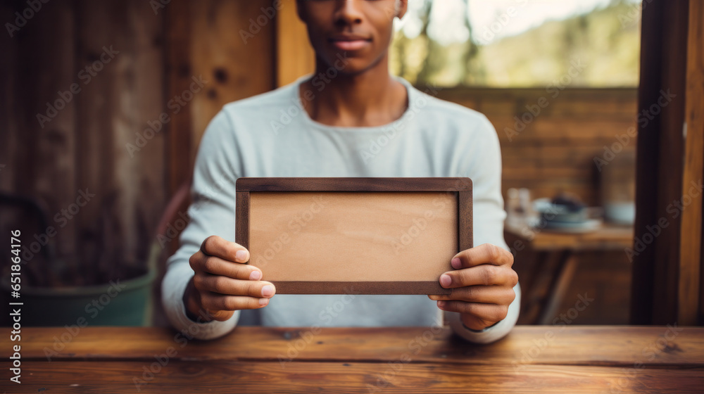 Entrepreneurship: Person holding empty sign