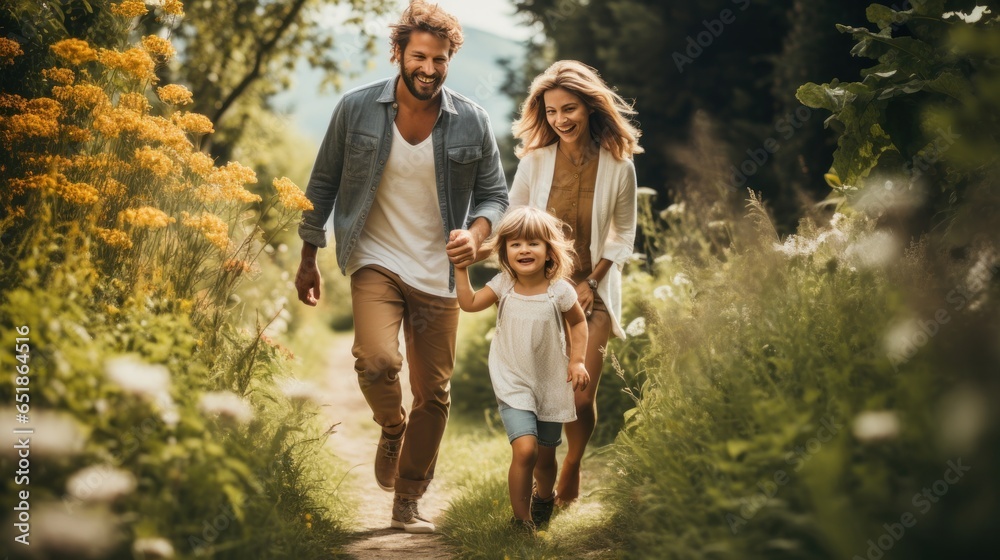 Happy family enjoying time outdoors together