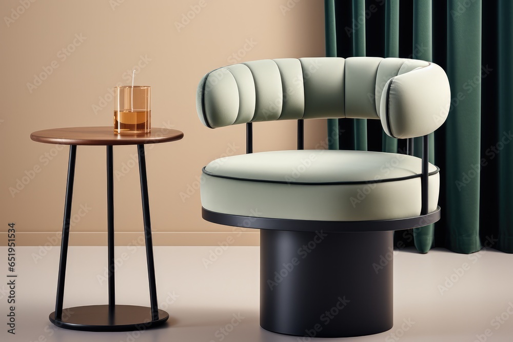 Cocktail chair, A large cylinder as a seat for a normal dining chair height.