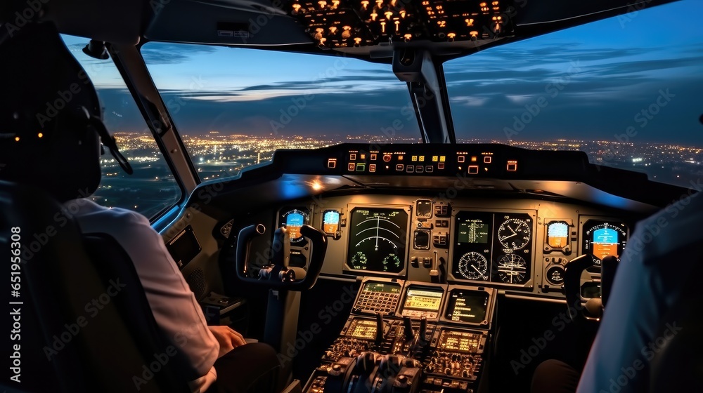 Spacious and bright electronic equipment inside the cockpit.