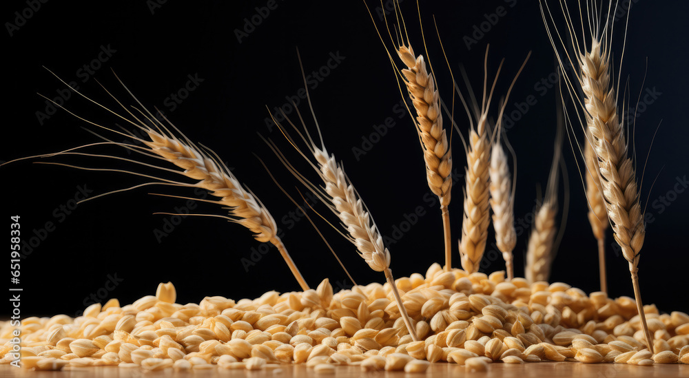 Wheat accompanied on dark background.