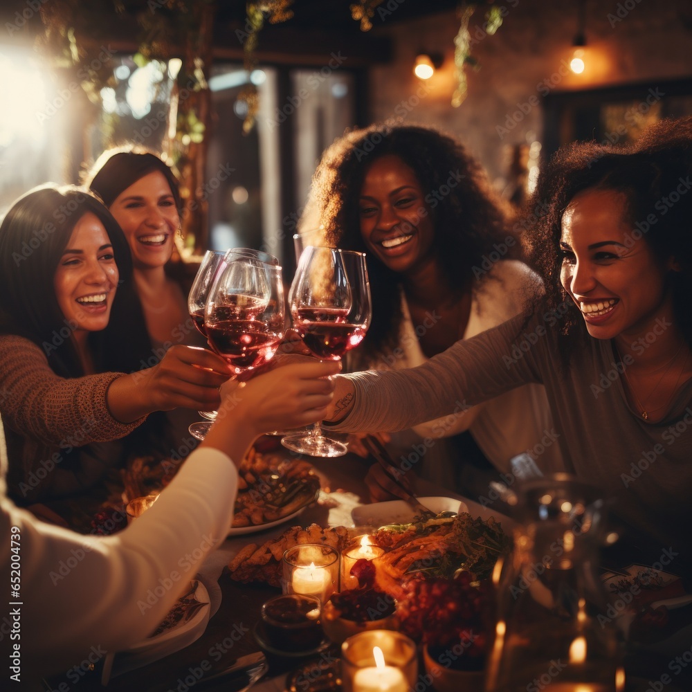 Friends toasting with glasses of wine