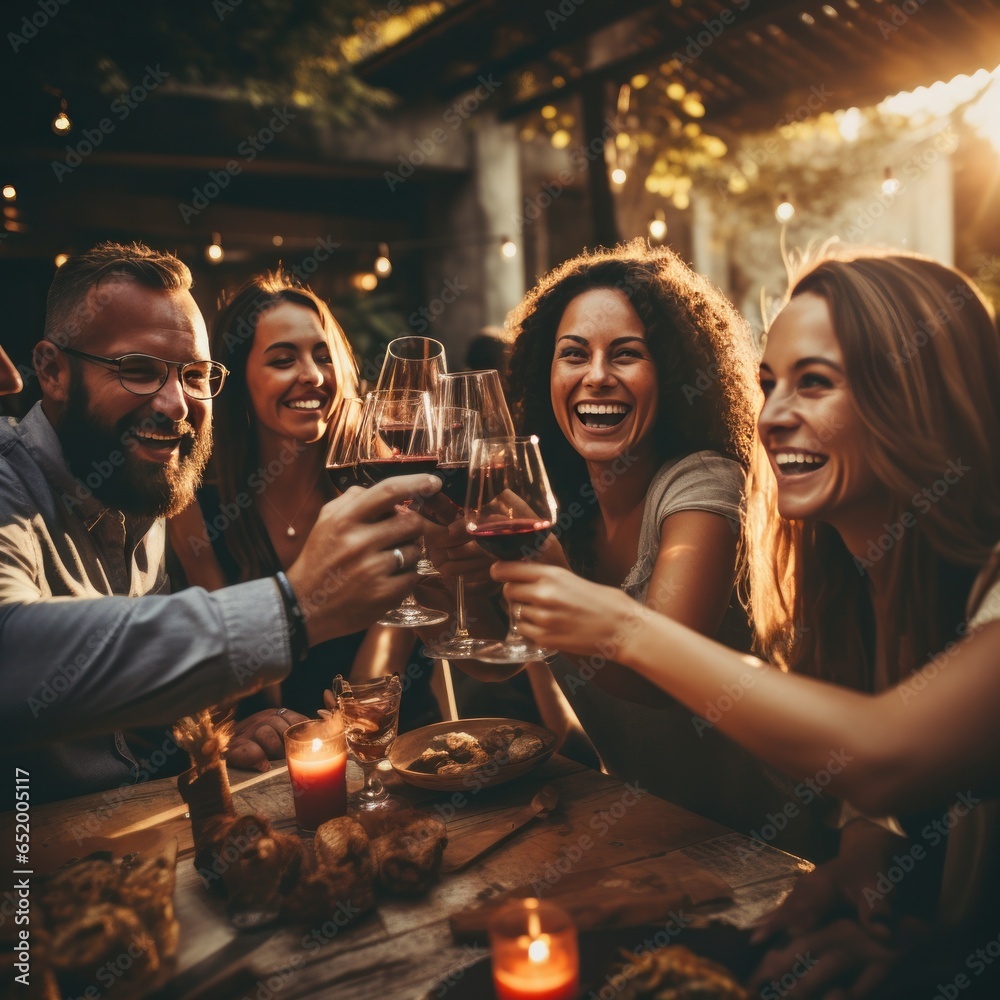 Friends toasting with glasses of wine