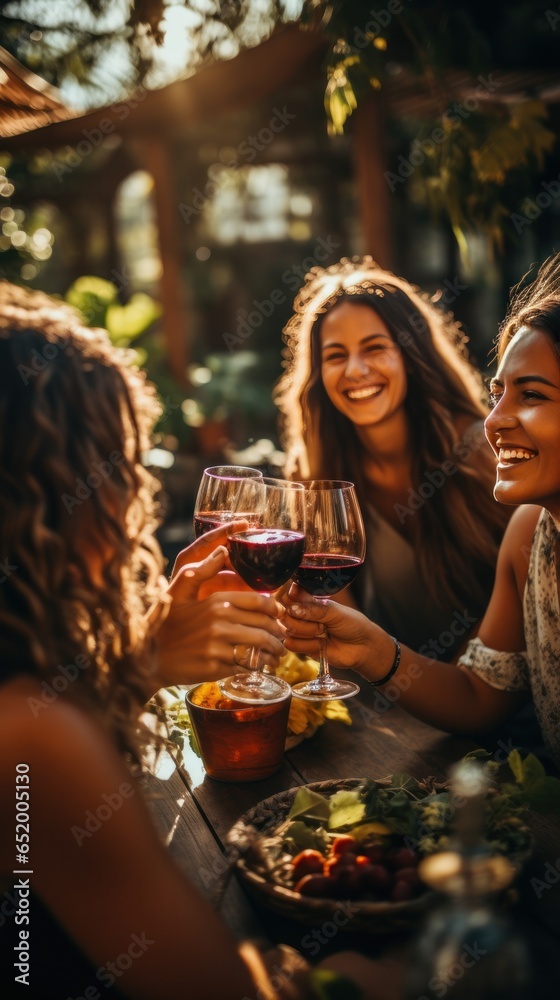 Friends toasting with glasses of wine