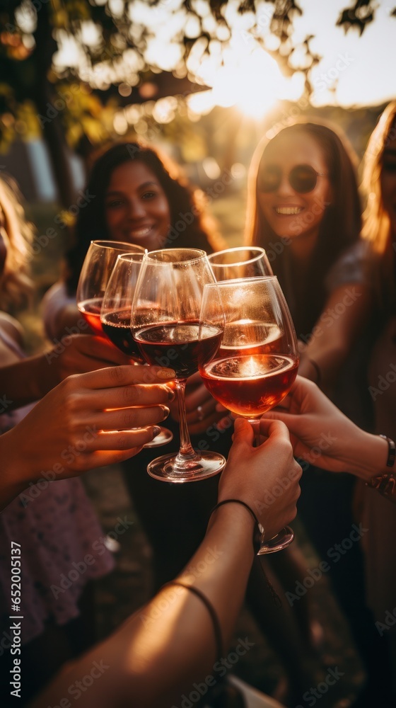 Friends toasting with glasses of wine