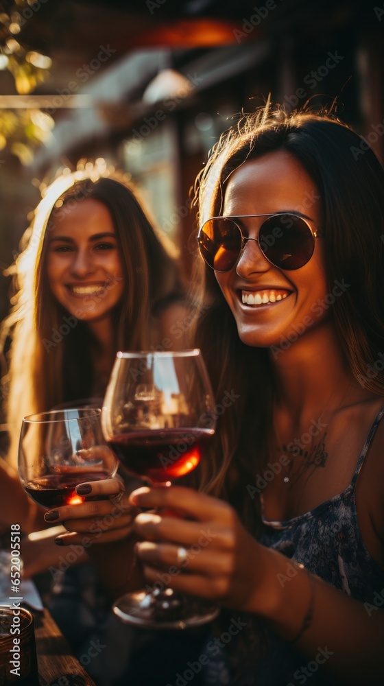 Friends toasting with glasses of wine