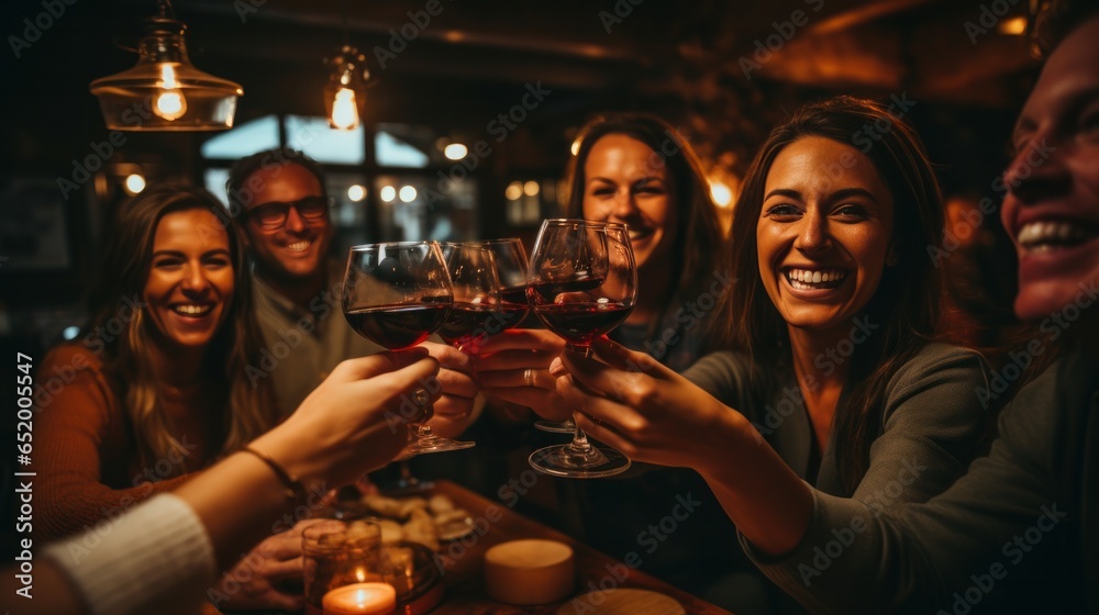 Friends toasting with glasses of wine