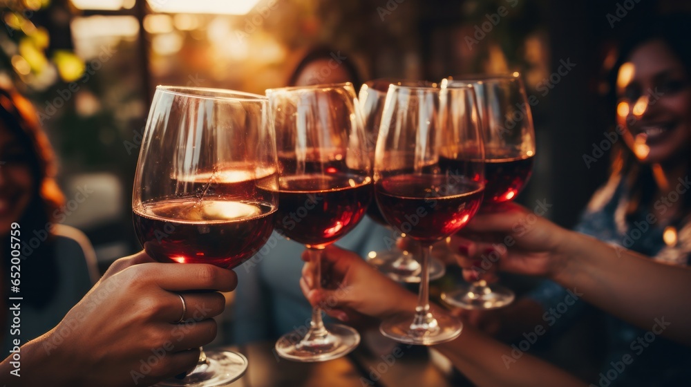 Friends toasting with glasses of wine