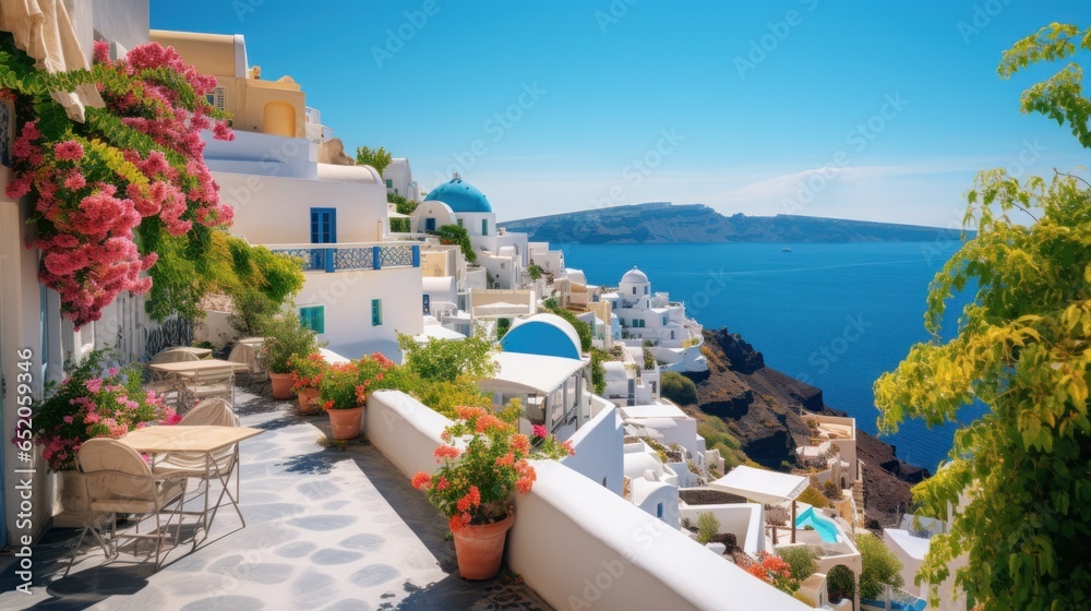 Picturesque white buildings overlooking the sea