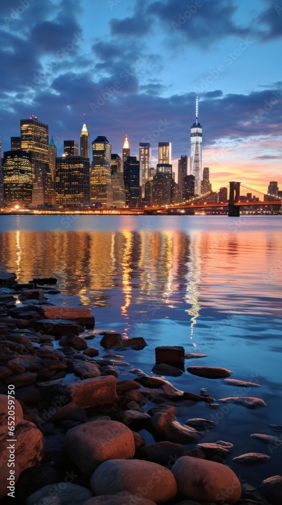 New York skyline from Brooklyn - Iconic view of the city that never sleeps