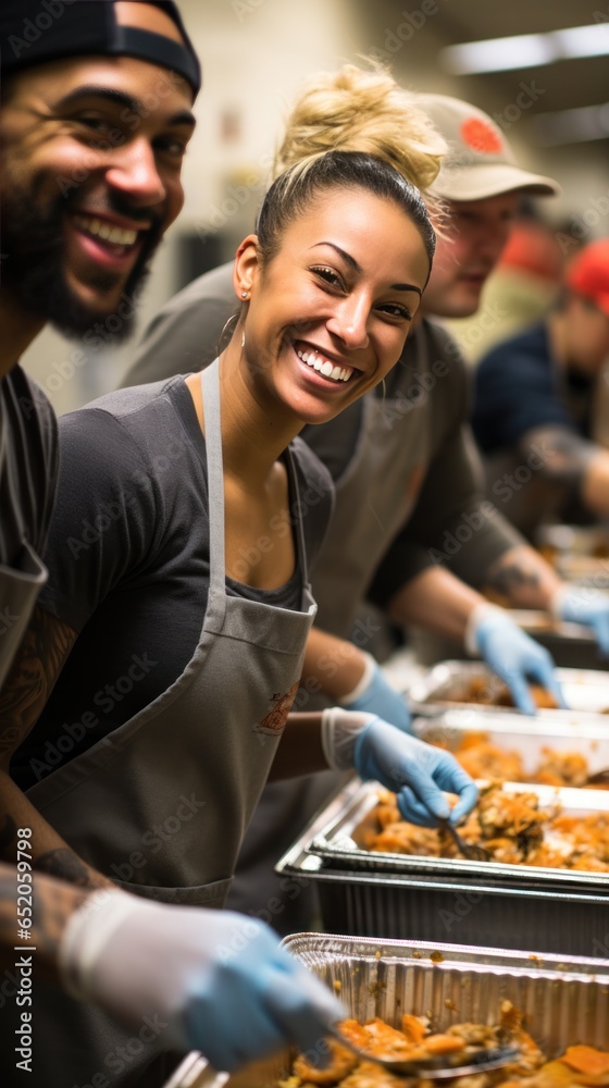 Group of people volunteering at a shelter