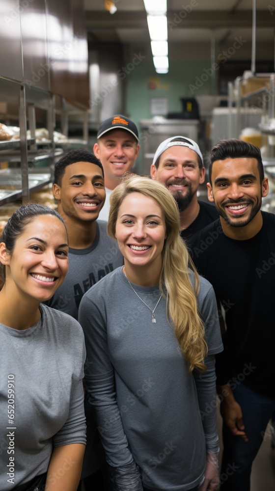 Group of people volunteering at a shelter