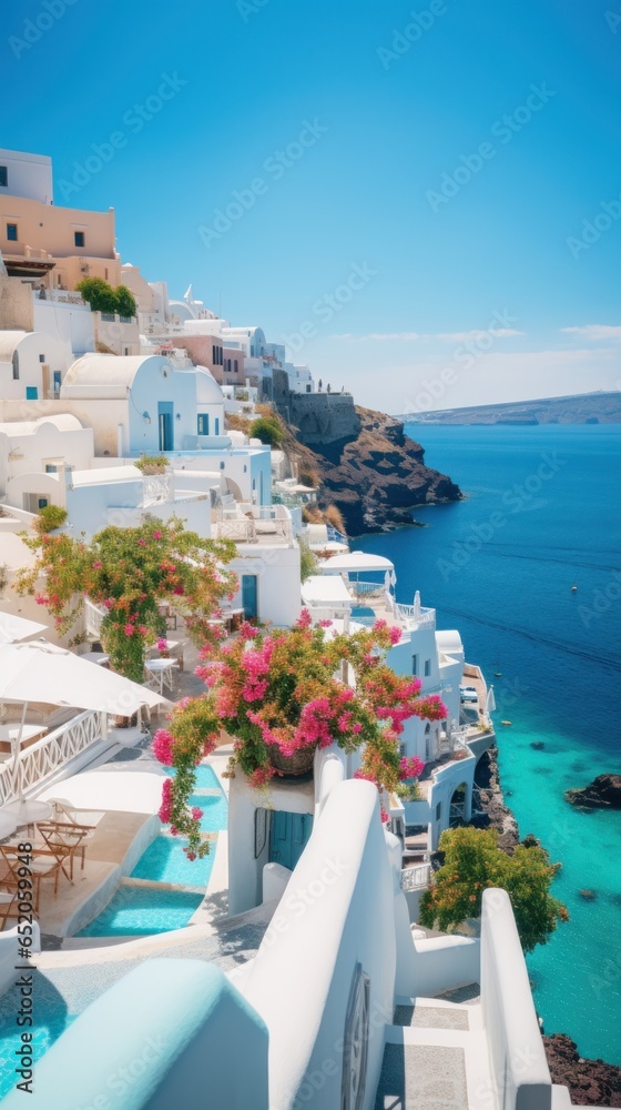 Picturesque white buildings overlooking the sea