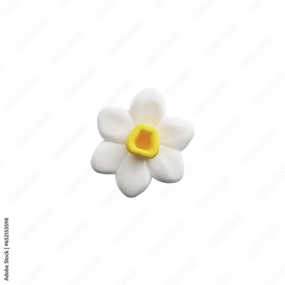 Spring daffodil 3D icon for spring design realistic vector illustration isolated.