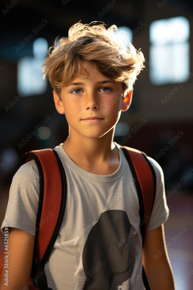 Basketball player, Boy dressed with basketball uniform.