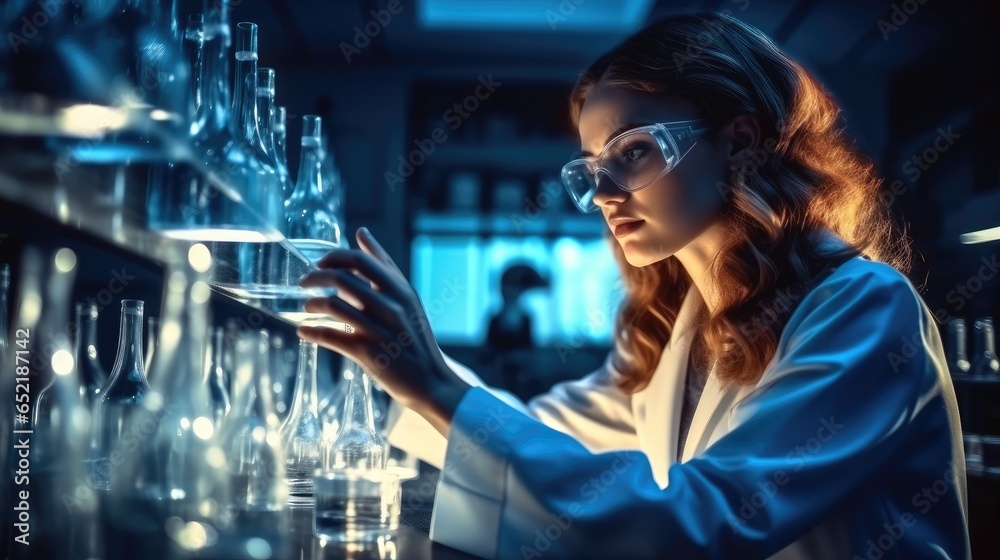 A researcher work meticulously on pharmaceutical inside a pharmaceutical manufacturing facility.