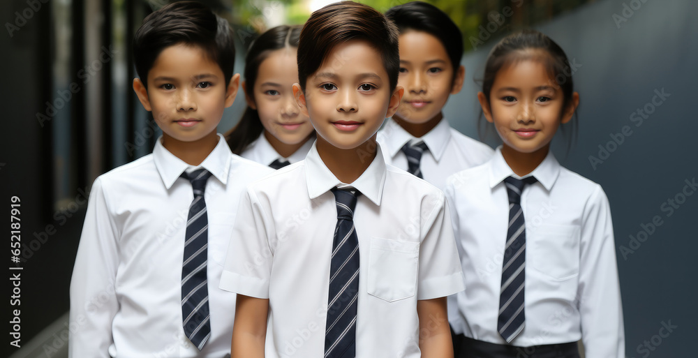 Portrait of Thai student primary school uniform.