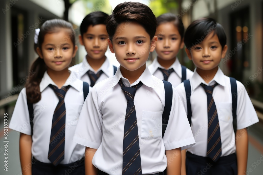 Portrait of Thai student primary school uniform.